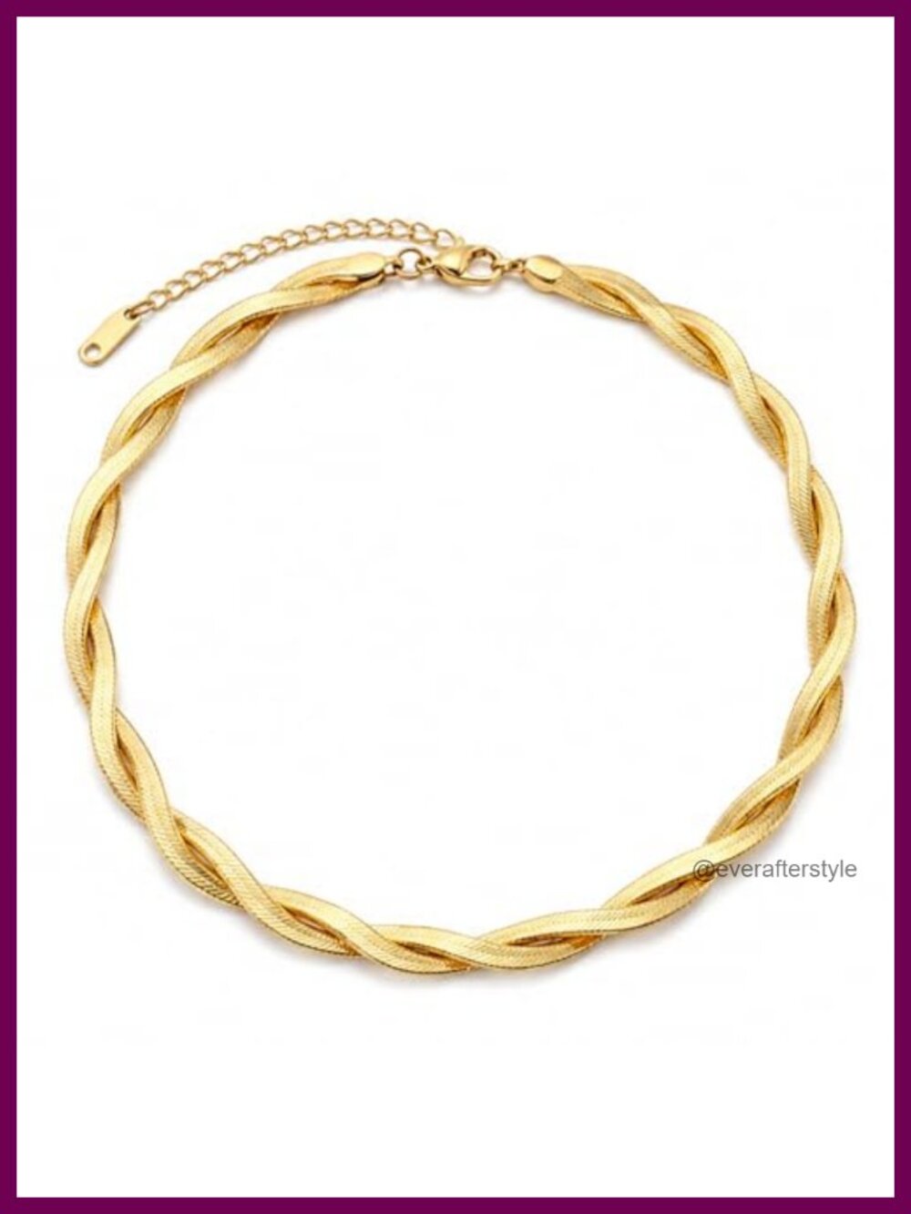 18K Gold Plated Herringbone Necklace Women Waterproof Layering Jewelry